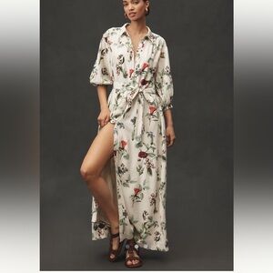 ANTHROPOLOGIE THE MONA LINEN SHIRT DRESS BY MAEVE SZ XXS